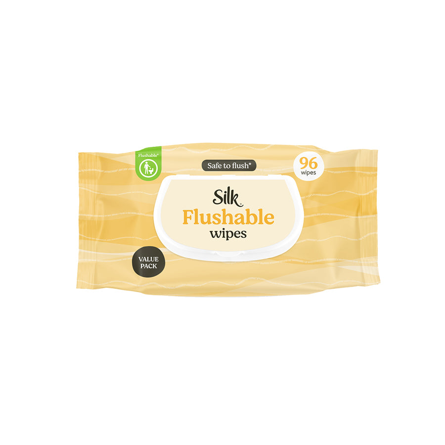 Silk Adult Bathroom Flushable Wipes 96’s