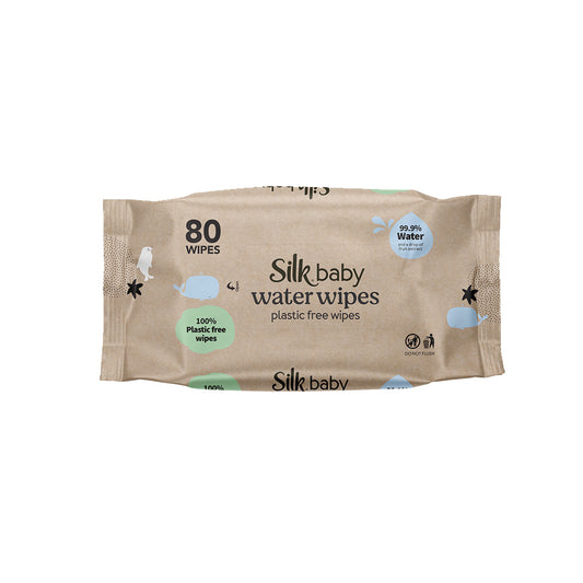 Silk 99.9% Water Plastic Free Baby Wipes 80's
