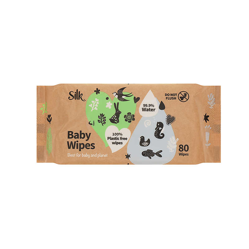 Silk 99.9% Water Plastic Free Baby Wipes 80's